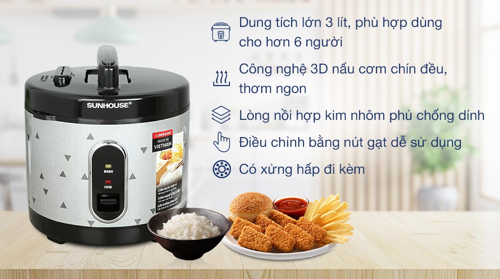 Nồi cơm điện cơ 3L Sunhouse SHD8305