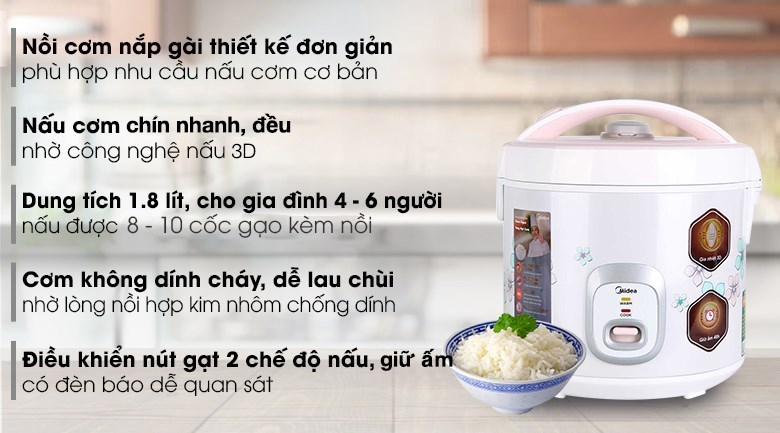 Nồi cơm điện Midea 1.8L MR-CM1825