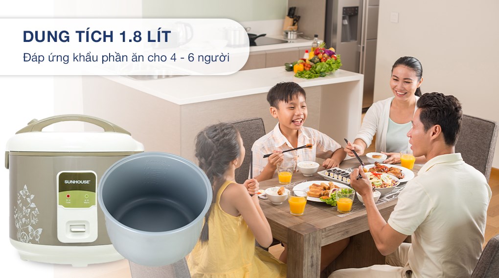 Nồi cơm điện Sunhouse 1,8L SHD8616