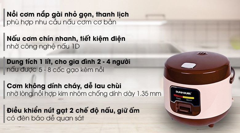 Nồi cơm điện Sunhouse 1L SHD8208C