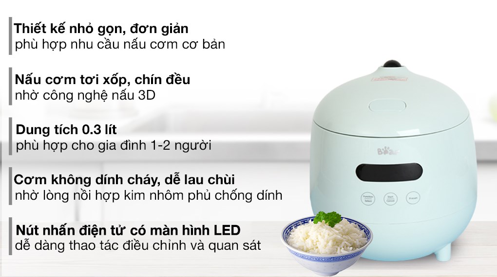 Nồi cơm điện tử 0,3L Bear DFB-B12F1