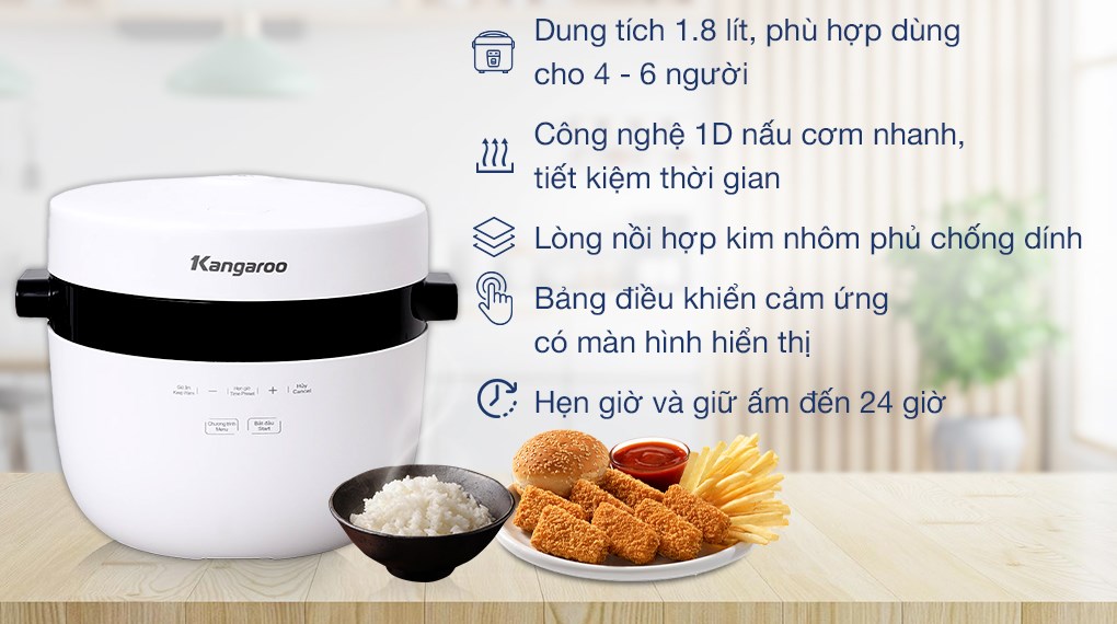 Nồi cơm điện tử 1,8L Kangaroo KG18DR9