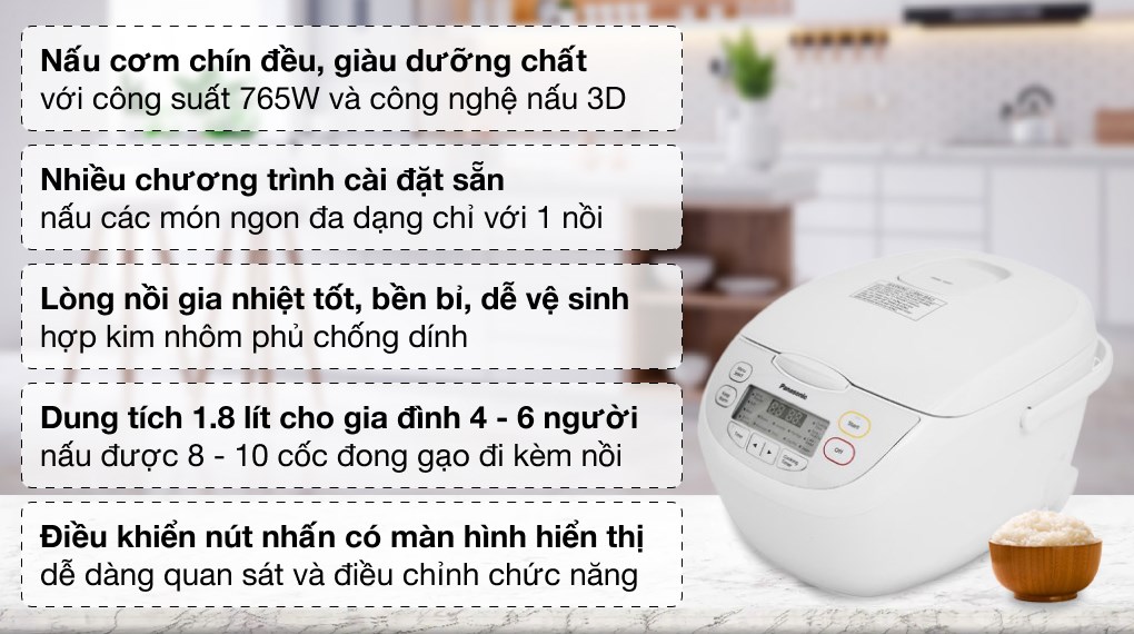 Nồi cơm điện tử 1,8L Panasonic SR-CL188WRA/M