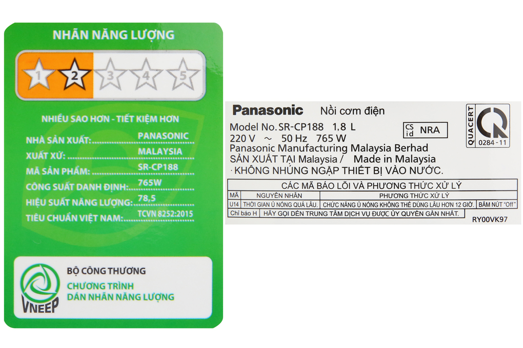 Nồi cơm điện tử 1,8L Panasonic SR-CP188NRA/M