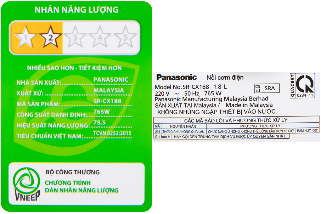 Nồi cơm điện tử 1,8L Panasonic SR-CX188SRA/M