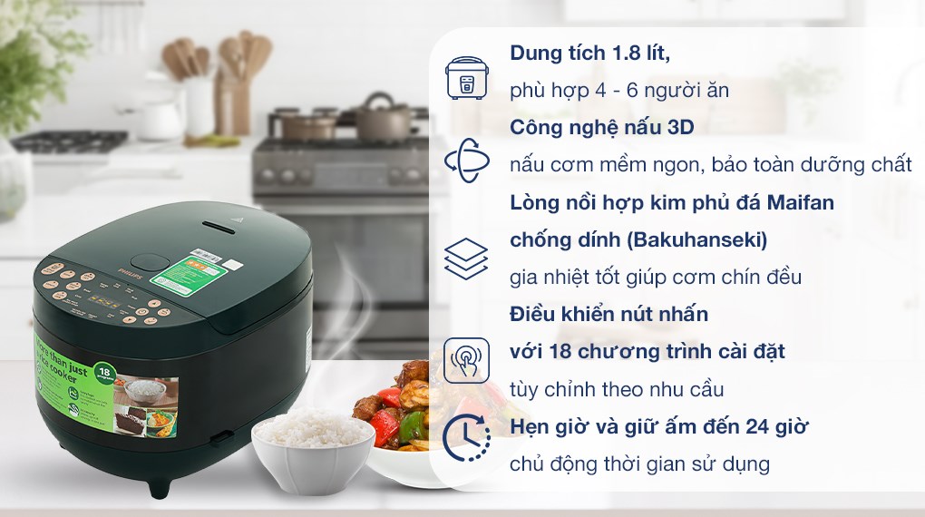 Nồi cơm điện tử 1,8L Philips HD4518/62