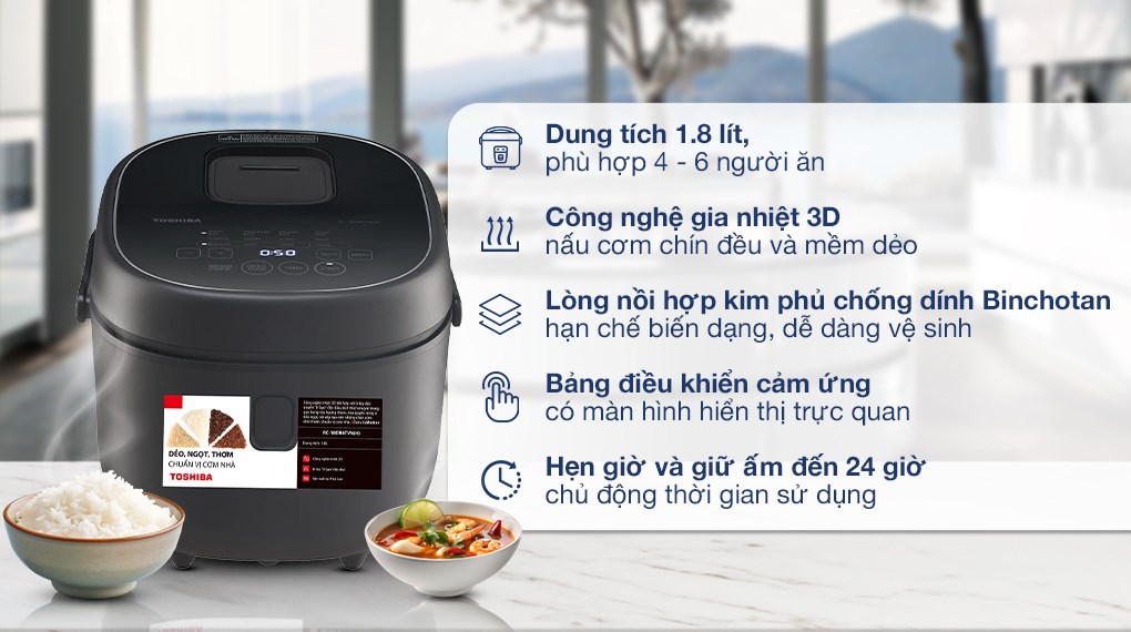 Nồi cơm điện tử 1,8L Toshiba RC-18DR4TVN(H)