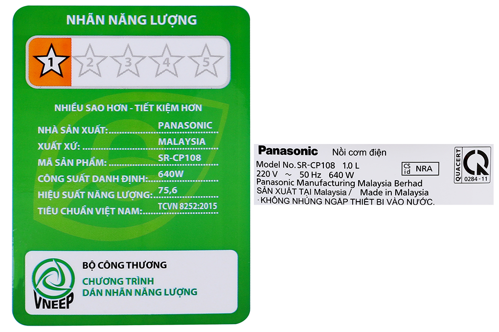 Nồi cơm điện tử 1L Panasonic SR-CP108NRA/M