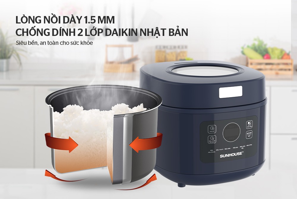 Nồi cơm điện tử 1L Sunhouse SHD8802