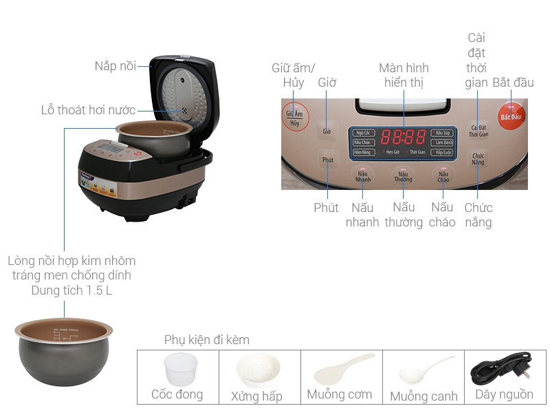 Nồi cơm điện tử Bluestone RCB-5943 1.5L