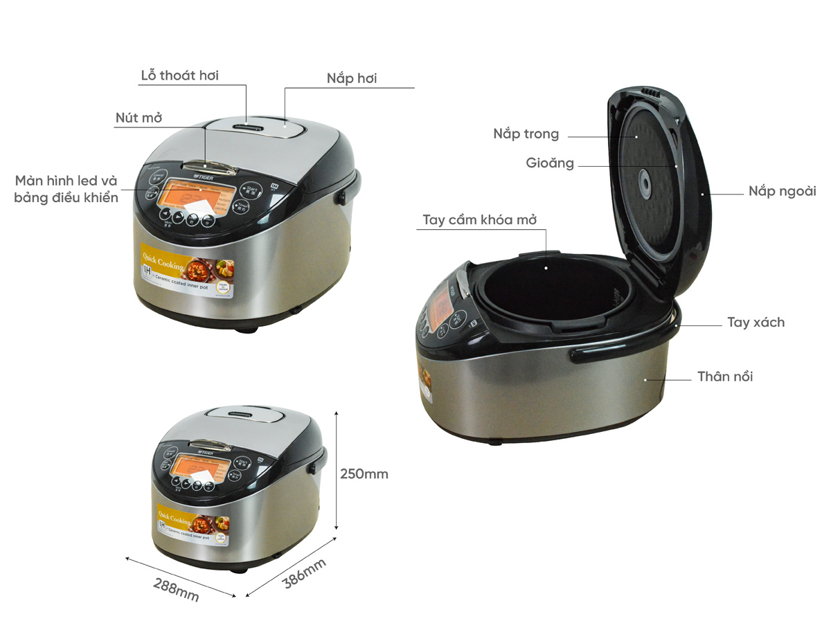 Nồi cơm điện từ cao tần 1,8L Tiger JKT-F18WSK-Japan
