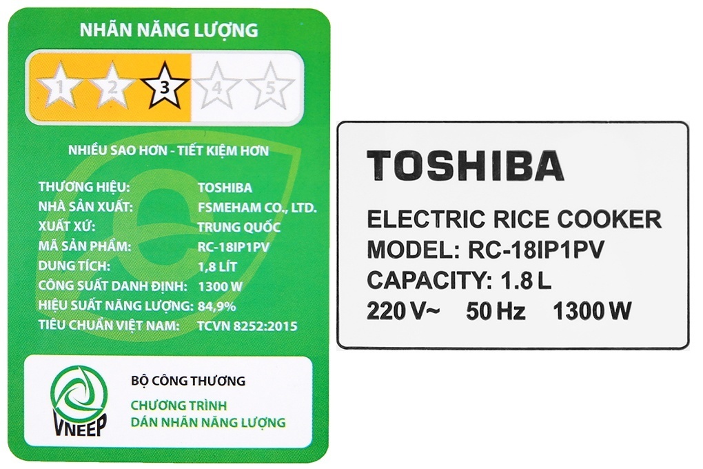 Nồi cơm điện tử cao tần 1.8L Toshiba RC-18IP1PV