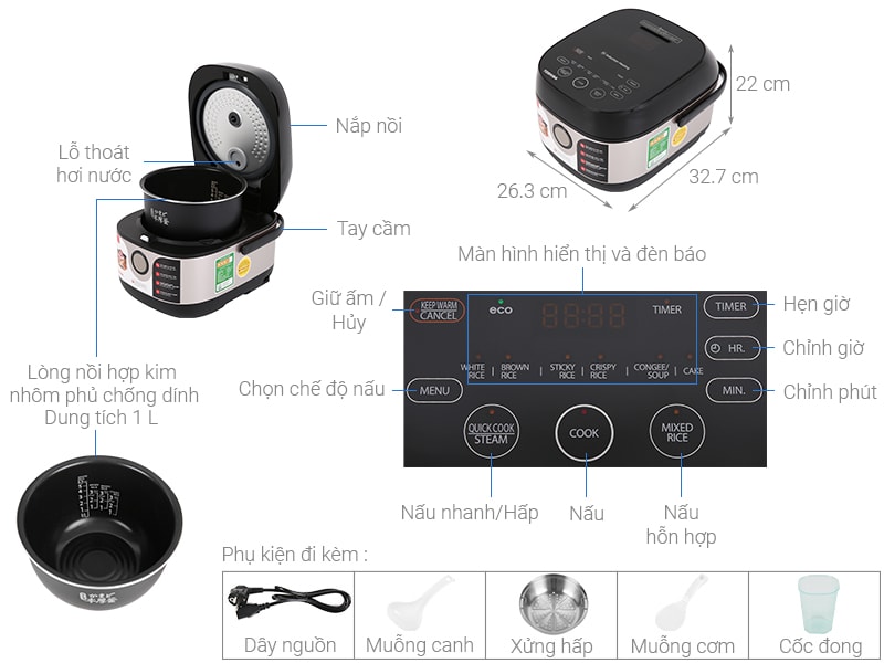 Nồi cơm điện tử cao tần 1L Toshiba RC-10IX1PV