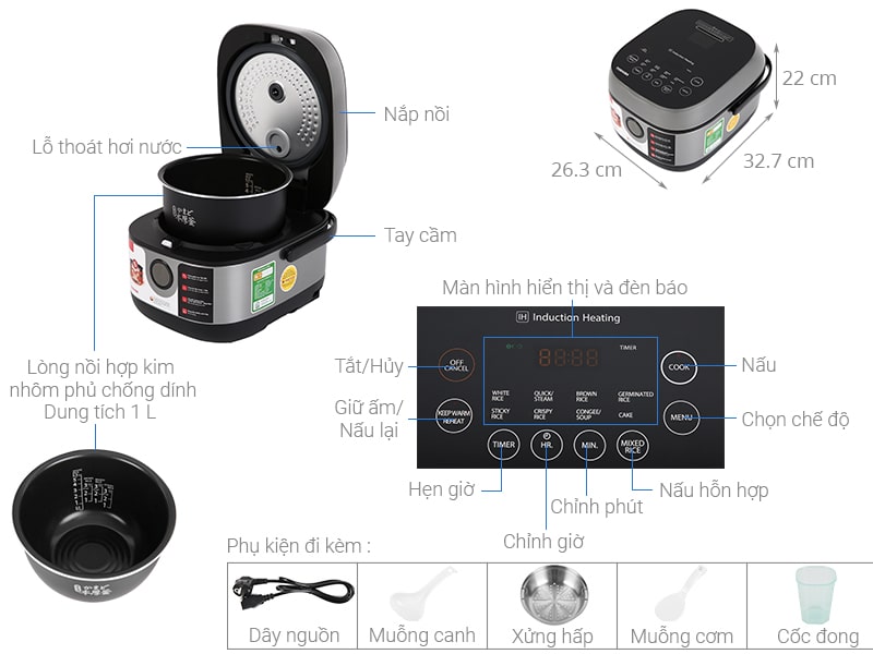 Nồi cơm điện tử cao tần 1L Toshiba RC-10IP1PV
