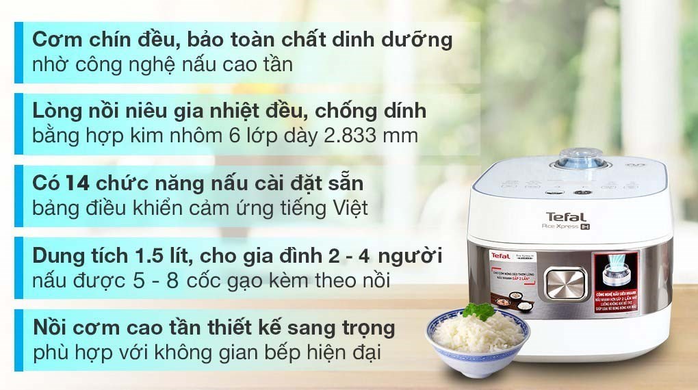 Nồi cơm điện tử cao tần lòng niêu 1.5L Tefal RK762168