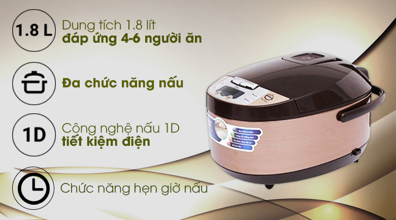 Nồi cơm điện tử đa năng 1.8L Midea MB-FS5017B