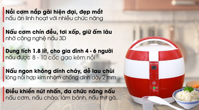 Nồi cơm điện tử Kangaroo 1.8L KG835