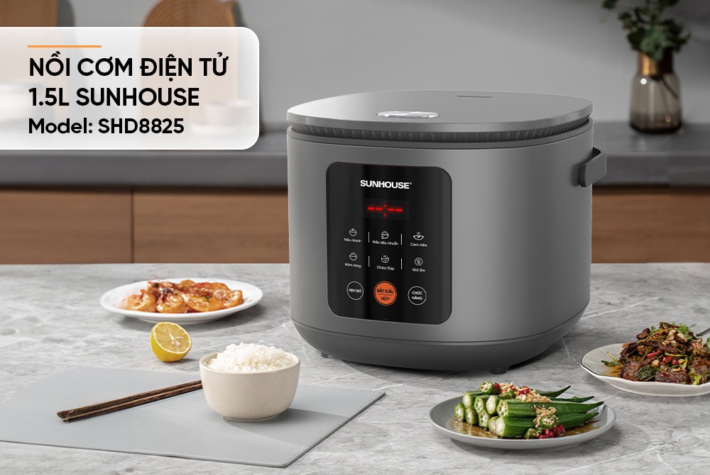 Nồi cơm điện tử lòng nồi niêu 1,5L Sunhouse SHD8825