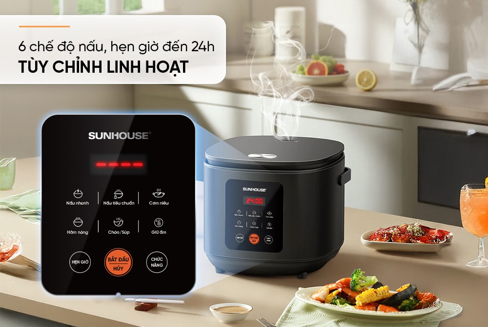 Nồi cơm điện tử lòng nồi niêu 1,5L Sunhouse SHD8825