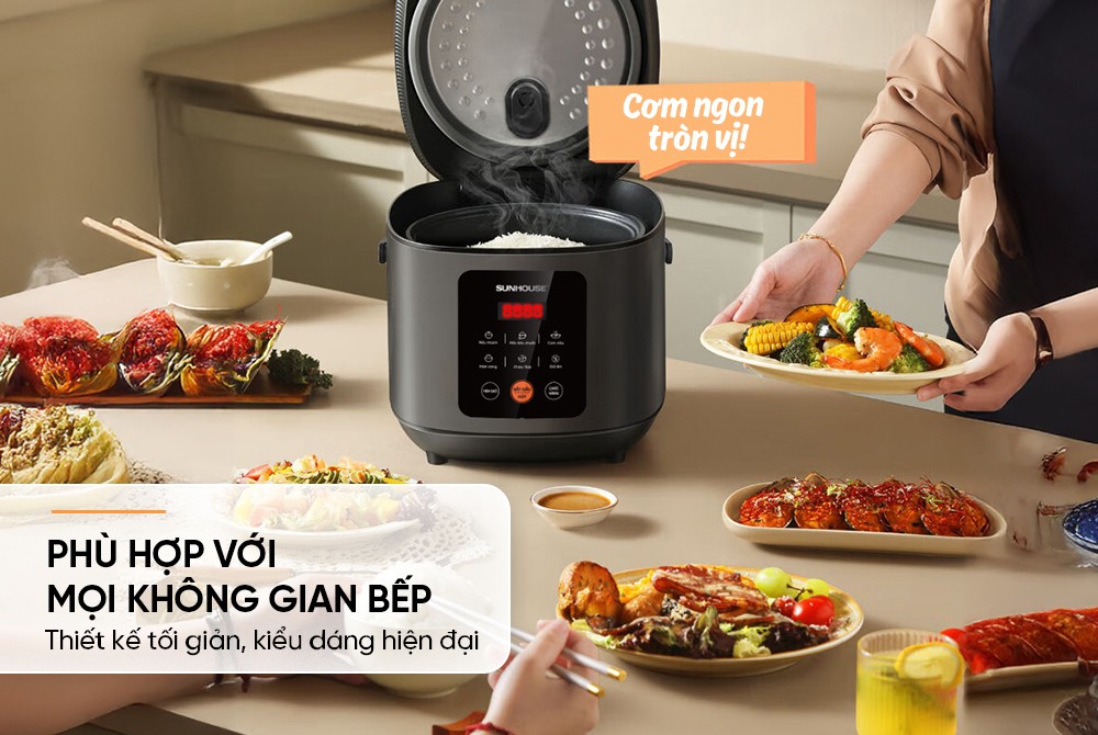Nồi cơm điện tử lòng nồi niêu 1,5L Sunhouse SHD8825