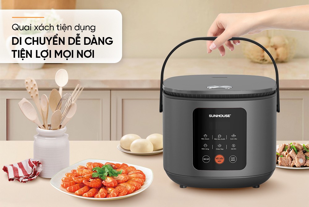 Nồi cơm điện tử lòng nồi niêu 1,5L Sunhouse SHD8825