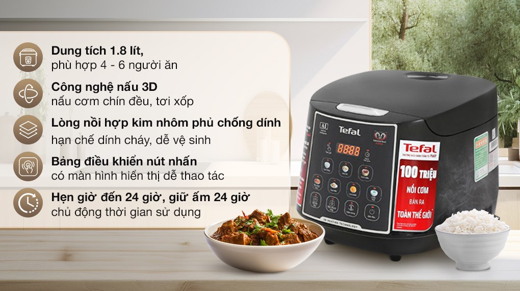 Nồi cơm điện tử Tefal EasyRice Max RK737868 1.8L