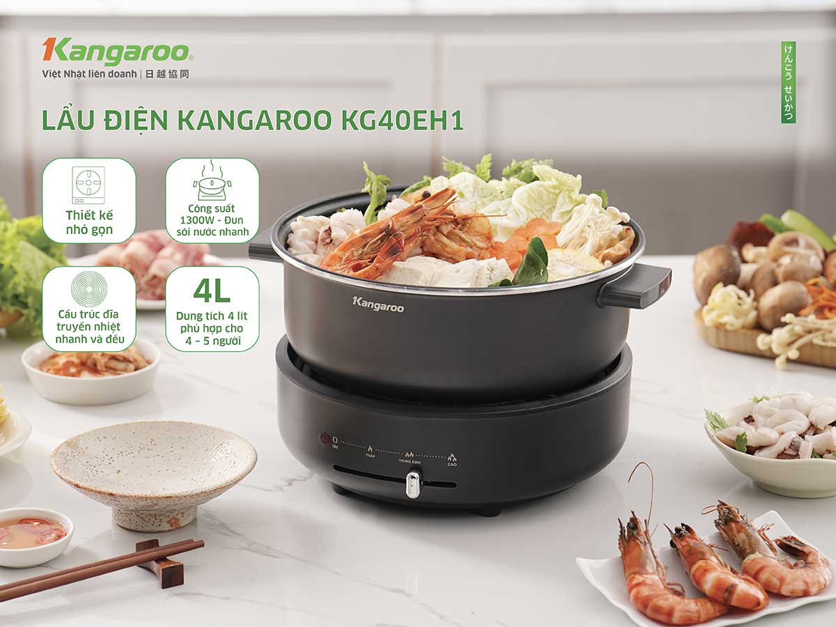 Nồi lẩu điện 4L Kangaroo KG40EH1