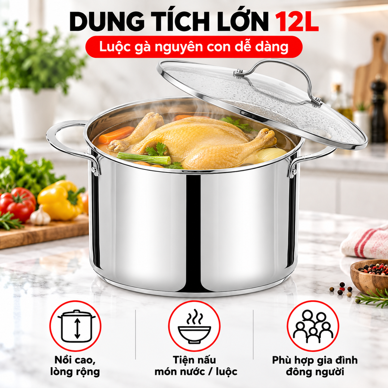 Nồi luộc gà Inox 201 liền khối ROLER RSP-2111SN3.28