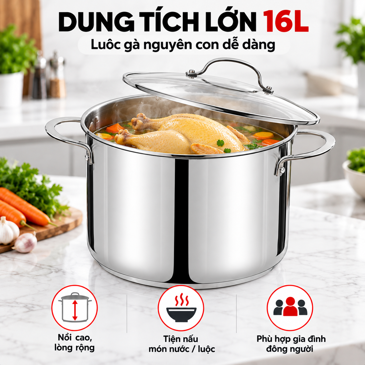 Nồi luộc gà Inox 201 liền khối ROLER RSP-2111SN3.30