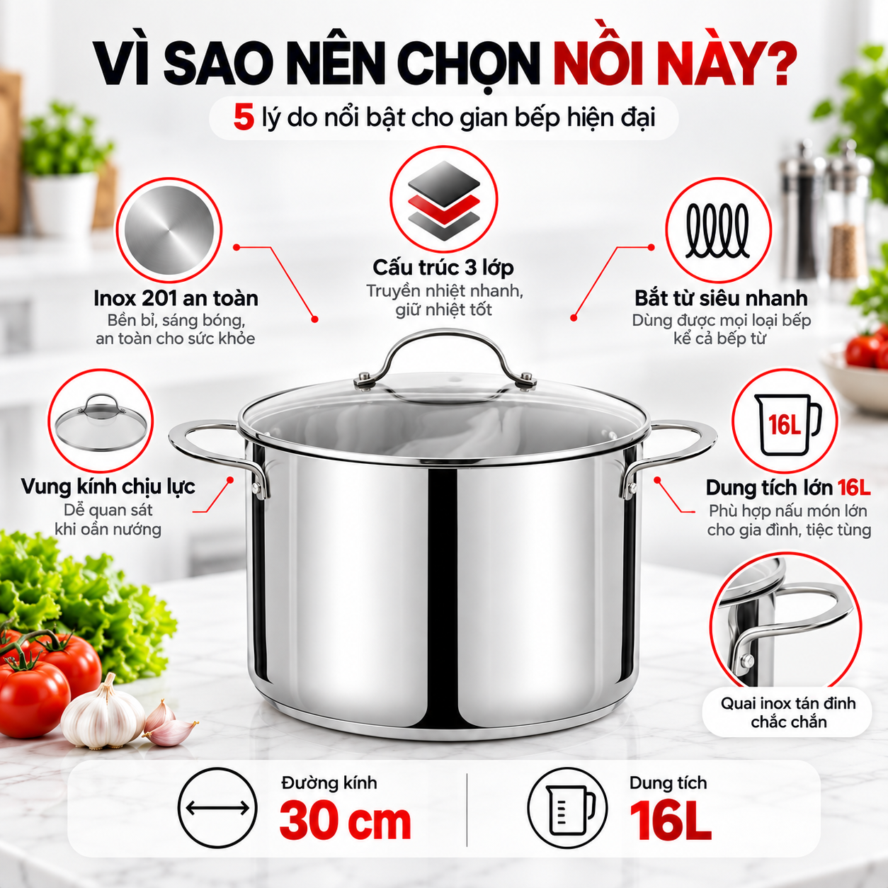 Nồi luộc gà Inox 201 liền khối ROLER RSP-2111SN3.30