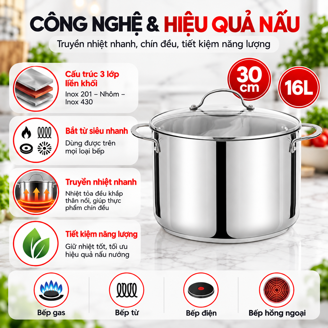 Nồi luộc gà Inox 201 liền khối ROLER RSP-2111SN3.30