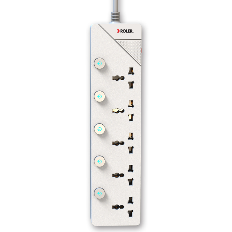 Ổ cắm điện 5 lỗ cắm Roler RES-1002.5 (Màu trắng)