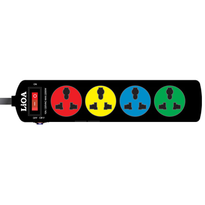 Ổ cắm Lioa 4DND dây 5mx2 10A 2200w có công tắc