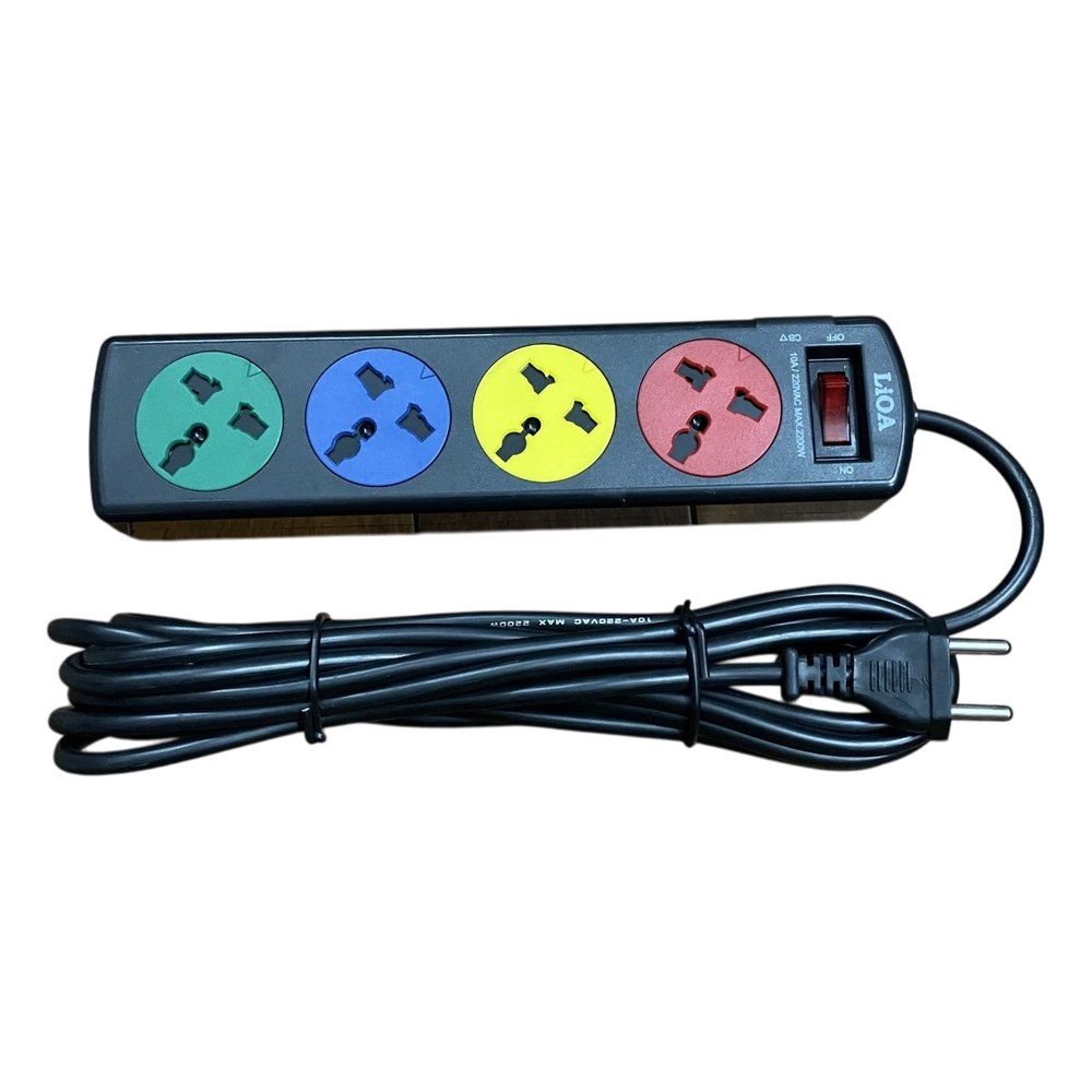 Ổ cắm Lioa 4DND dây 5mx2 10A 2200w có công tắc