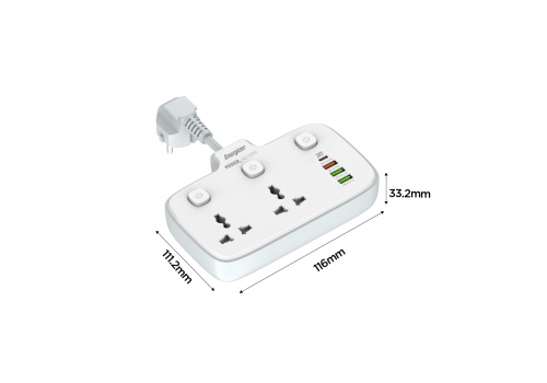 Ổ điện đa năng Energizer 2AC + 3USB-A + 1USB-C sạc nhanh 20W - EPB2503EUWE