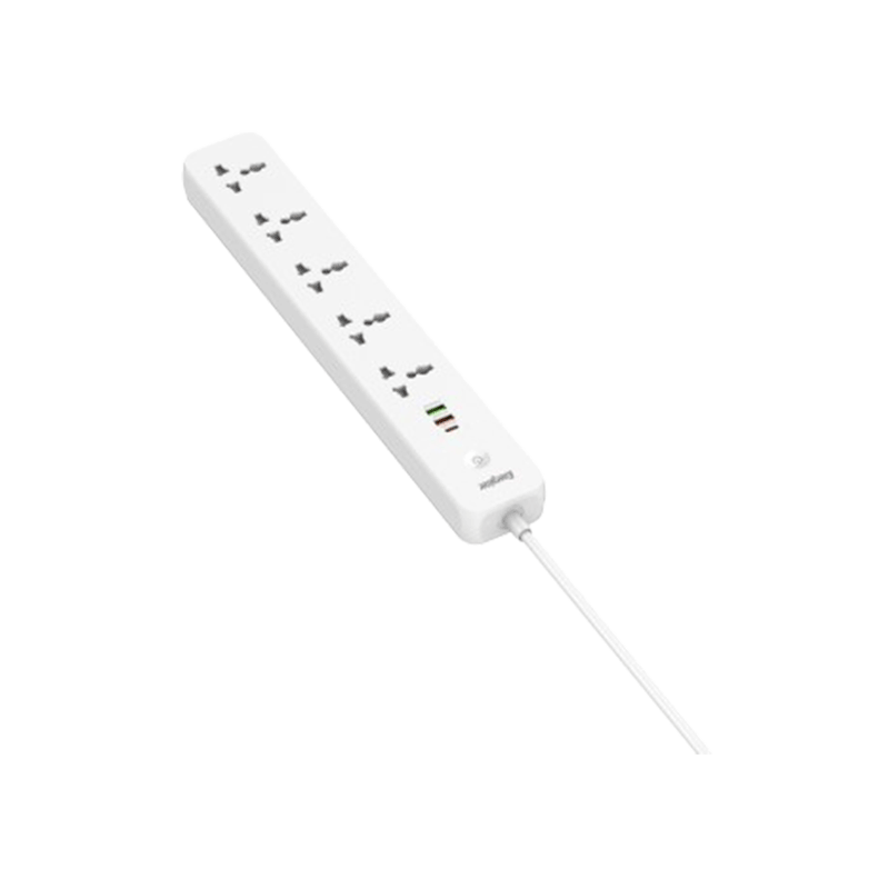 Ổ điện Energizer đa năng 5AC kèm 2USB-A và 1USB-C sạc nhanh PD (max 38W) - White - EPB2504EUWE