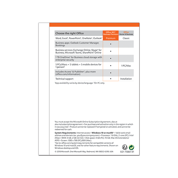 Phần mềm Microsoft Office 365 Business Premium (KLQ-00429) (Win/Mac)