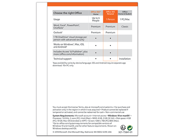 Phần mềm Microsoft Office 365 Personal English 1YR P4 (QQ2-00807) (1 user Win/ Mac)