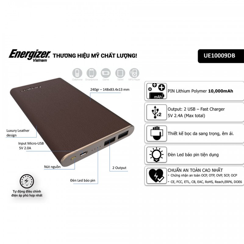 PIN DỰ PHÒNG ENERGIZER POWER BANK UE10009