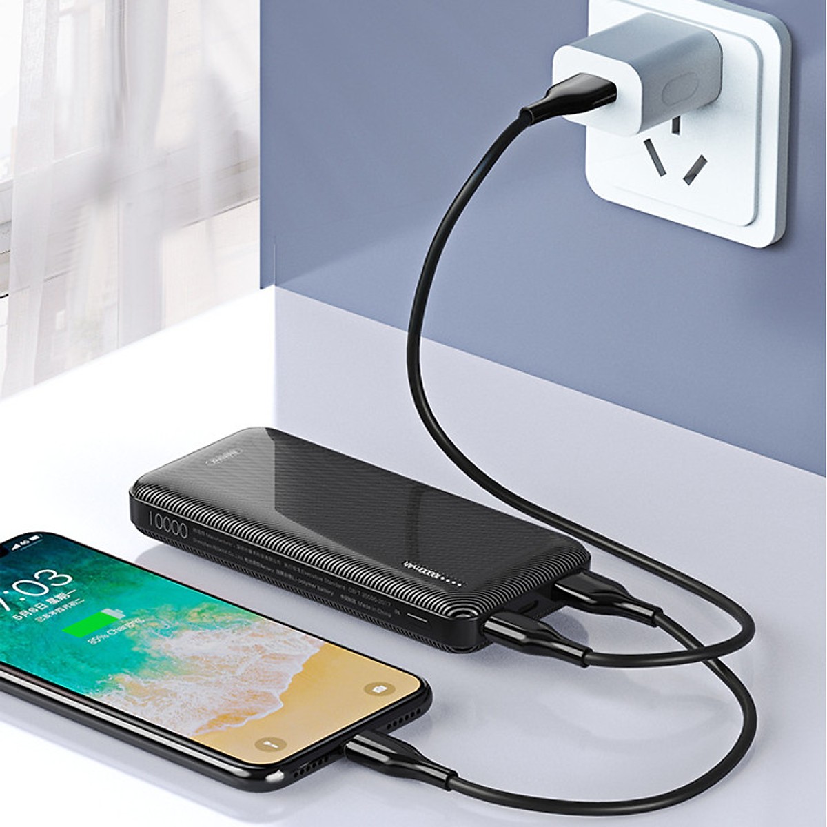 Pin dự phòng Remax Janshon Series 10000mAh RPP-153 (Black/ White)