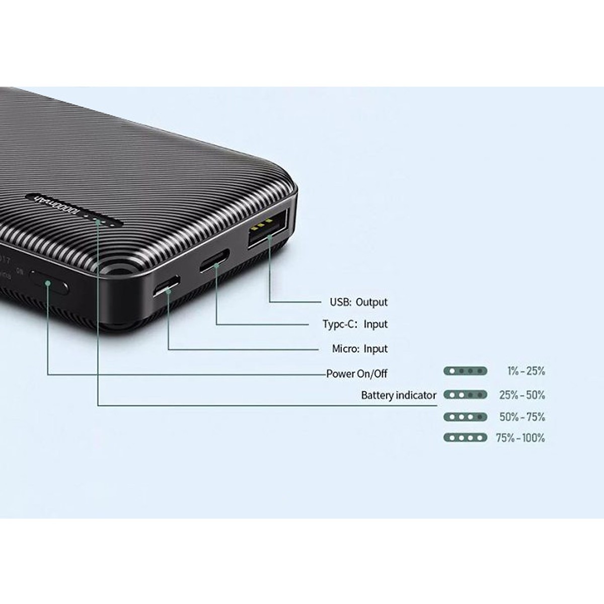 Pin dự phòng Remax Janshon Series 10000mAh RPP-153 (Black/ White)