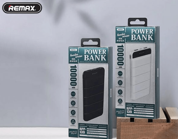 Pin dự phòng Remax Leader Series 2USB 10000mAh RPP-139 (Black/ White) - Bảo hành 30 ngày