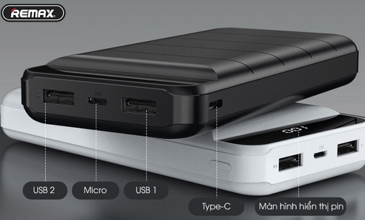 Pin dự phòng Remax Leader Series 2USB 20000mAh RPP-140 (Black/ White)