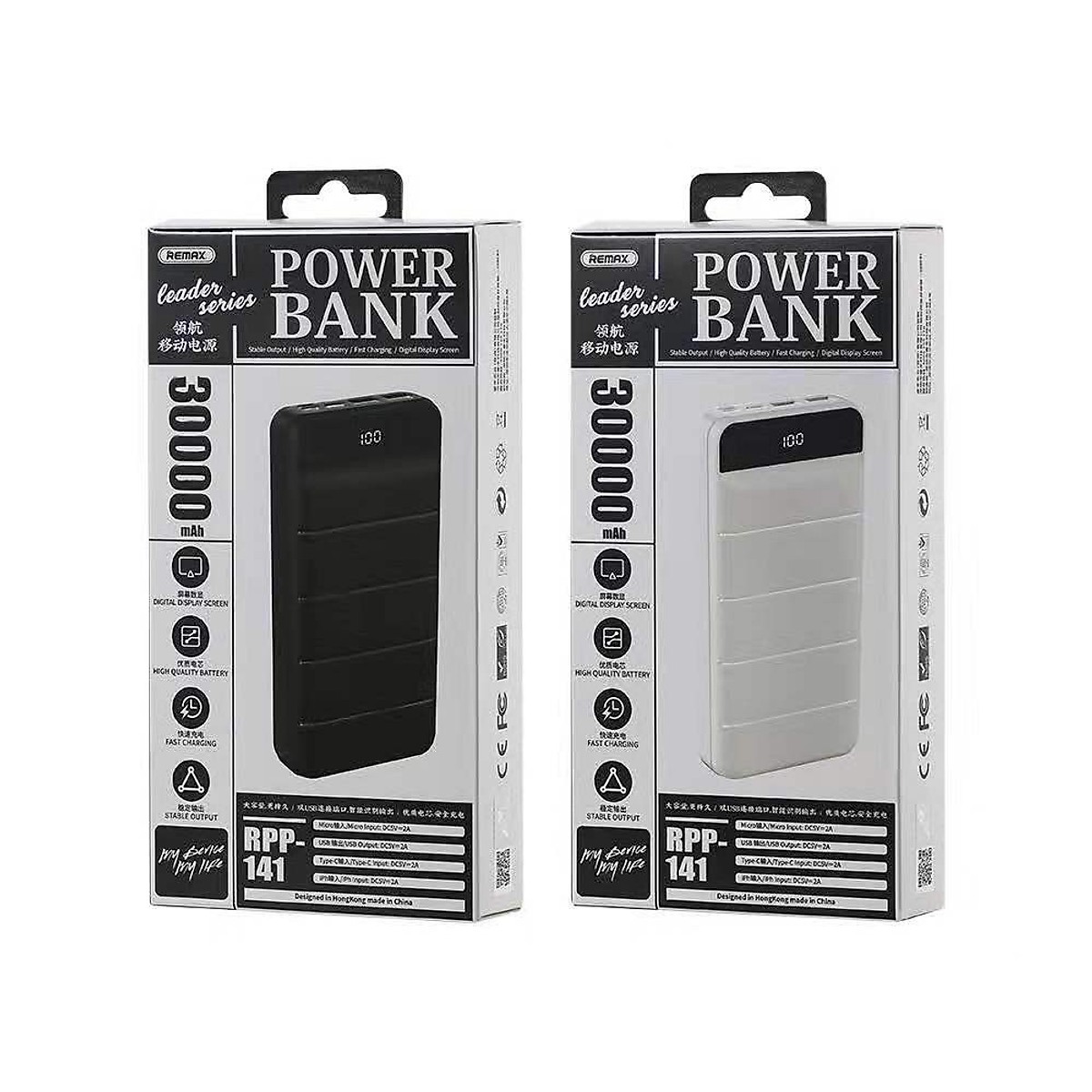 Pin dự phòng Remax Leader Series 2USB 30.000mAh RPP-141 (Black/ White)
