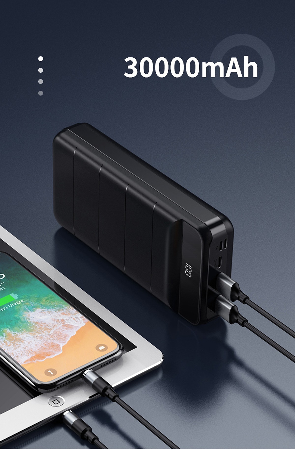 Pin dự phòng Remax Leader Series 2USB 30.000mAh RPP-141 (Black/ White)