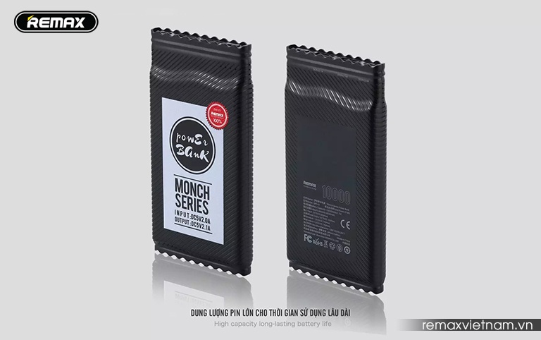Pin dự phòng Remax Monch Series 2USB 10000mAh RPP-97 (Black/ White) - Bảo hành 30 ngày