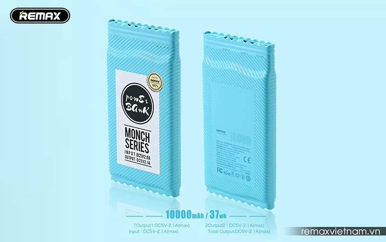 Pin dự phòng Remax Monch Series 2USB 10000mAh RPP-97 (Blue/ Pink)