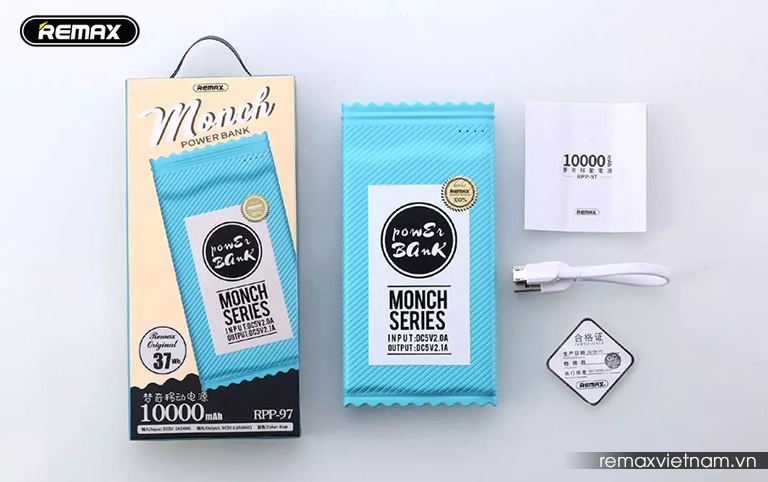 Pin dự phòng Remax Monch Series 2USB 10000mAh RPP-97 (Blue/ Pink)