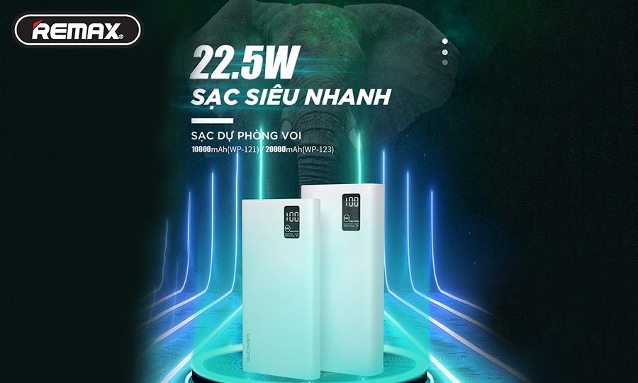Pin dự phòng sạc nhanh PD WK WP-123 Elephant 20000mAh PD+QC3.0 22.5W