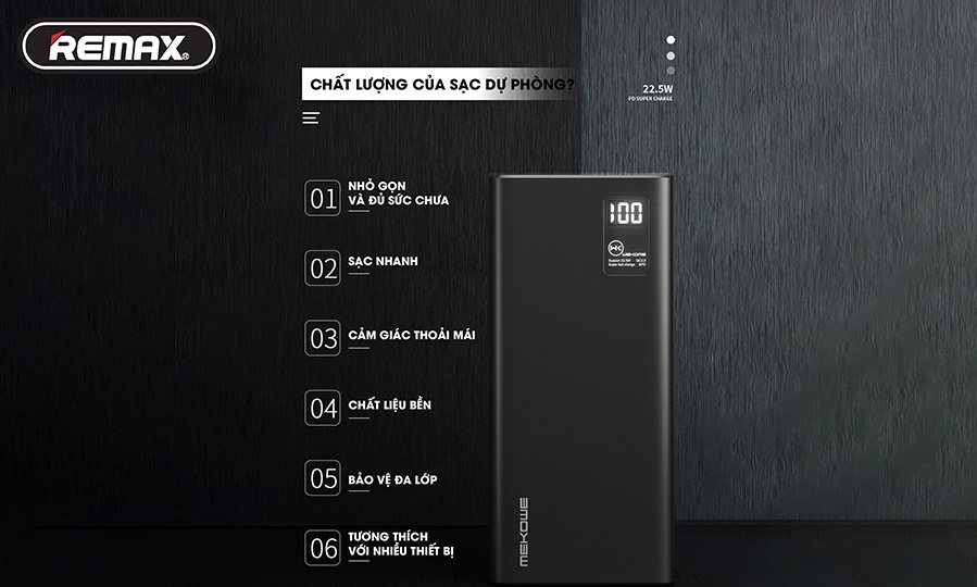Pin dự phòng sạc nhanh PD WK WP-123 Elephant 20000mAh PD+QC3.0 22.5W